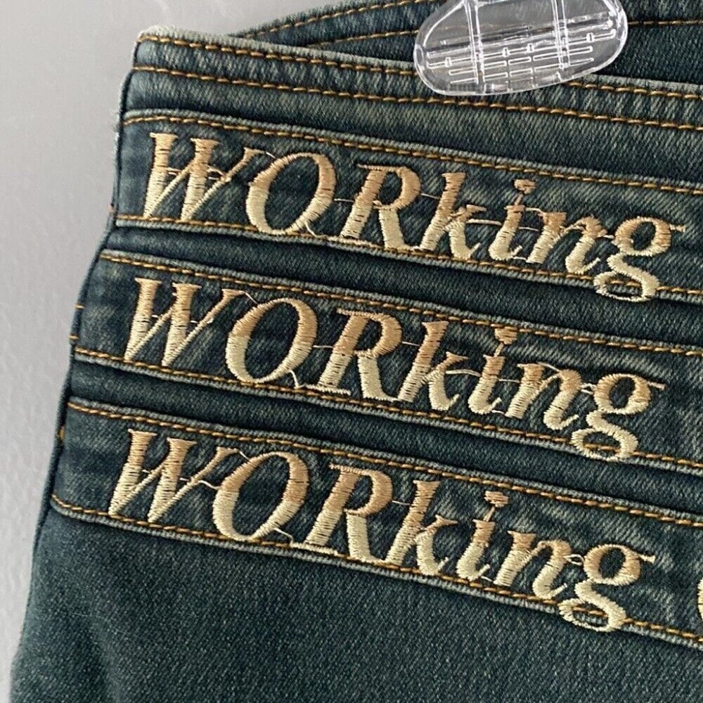 Y2K Embroidered Waist Flare Jeans Sz 28 McBling Indie Sleaze Festival Denim - Picture 4 of 15